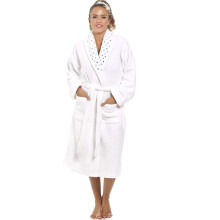 (WHITE, 14-16) Womens Supersoft Shawl Collar Bathrobe