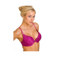 (PURPLE, 38C) Super Boost Padded Push Up Purple Underwired Bra