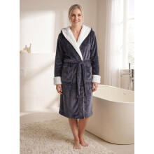 (graphite sherpa, 14-16) Women's Super Soft Bathrobe with Sherpa Lined Hood and Cuffs