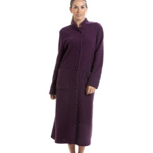 (purple diamond rose, 16-18) Womens Soft Fleece Floral Full Length Button Up Housecoats