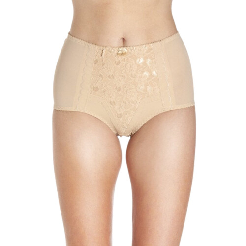(BEIGE, 20) Womens Two Pack Beige Lace Control Shapewear Briefs