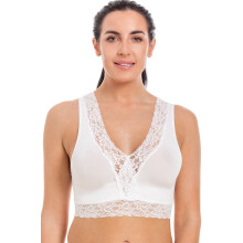 (WHITE, M) White Seamfree Maternity Lace Bra