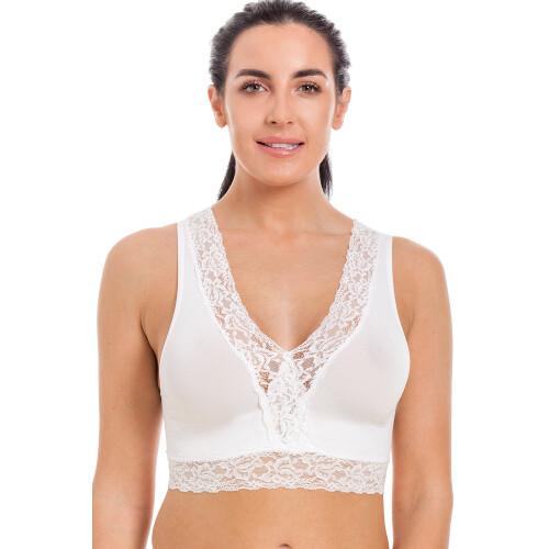 (WHITE, M) White Seamfree Maternity Lace Bra