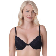 (BLACK, 32E) Camille Women's Underwired Bra in Black Floral Lace Padded Cup Lingerie