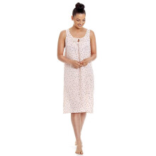 (chiffon pink spot, 10) Womens Light Pink Knee Length Chiffon Chemise
