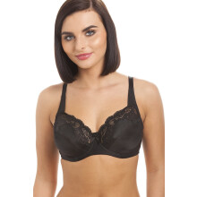 (BLACK, 38C) Womens Black Non Padded Underwired Lace Bra