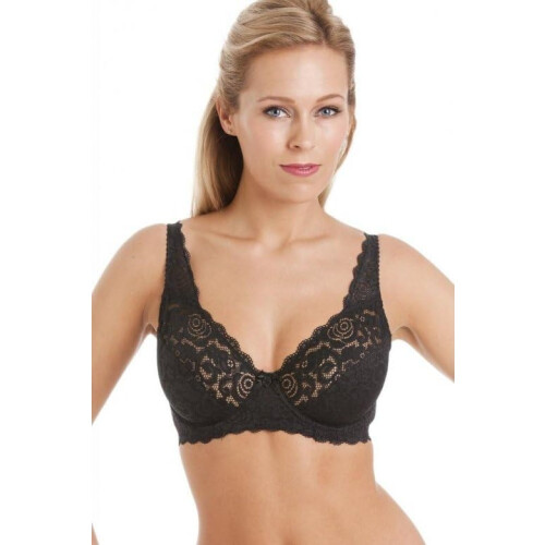 (BLACK, 34B) Womens Black Rhapsody Lace Underwired Bra