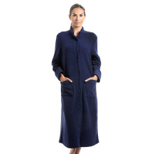 (navy diamond rose, 20-22) Womens Soft Fleece Floral Full Length Button Up Housecoats