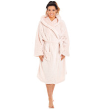 (soft pink, 8-10) Camille Women's Hooded Bathrobe in Pink Soft Fleece Fluffy Dressing Gown