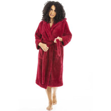 (magenta, 8-10) Camille Women's Hooded Bath Robe Soft Fleece Dressing Gown