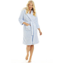 (ice blue, 12-14) Camille Women's Hooded Bath Robe Soft Fleece Dressing Gown