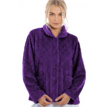 (diamond purple, 10-12) Camille Women's Supersoft Diamond Print Bed Jacket with Pockets