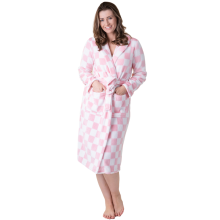 (blue snowflake, 18-20) Camille Women's Supersoft Fleece Hooded Calf Length Bathrobe