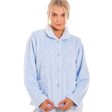 (diamond blue, 14-16) Camille Women's Supersoft Diamond Print Bed Jacket with Pockets