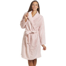 (pink leopard, 18-20) Womens Supersoft Fleece Leopard Print Bathrobe