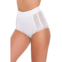 (White, 10) Womens 2 Pack High Waisted Mesh Support Panel Control Briefs