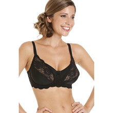 (BLACK, 38C) Black Lingerie Womens Full Cup Underwired Lace Bra