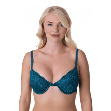 (TEAL, 38DD) Camille Women's Underwired Bra Teal Green Floral Lace Padded Cup Lingerie