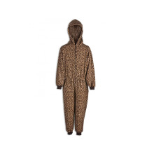(caramel leopard print, 12-14 Years) Camille Childrens Animal Print Onesie Pyjama Sets