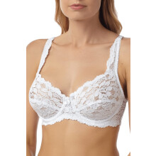 (WHITE, 36B) Womens Classic Underwired White Floral Lace Bra