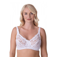 (WHITE, 40C) Womens Soft Lace Cup Non-Wired Bra White