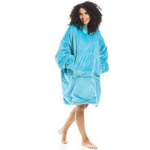 (LIGHT BLUE, ONE) Camille Women's Snuggle Hoodie Ladies Hooded Sweatshirt