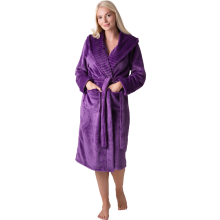 (ribbed purple, 22-24) Camille Women's Supersoft Fleece Ribbed Collar Robe