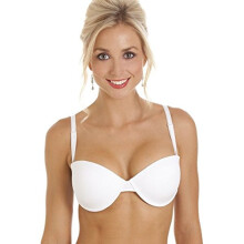 (WHITE, 36C) Womens Underwired White Bandeau Cup T-Shirt Multiway Strapless Everyday Bra