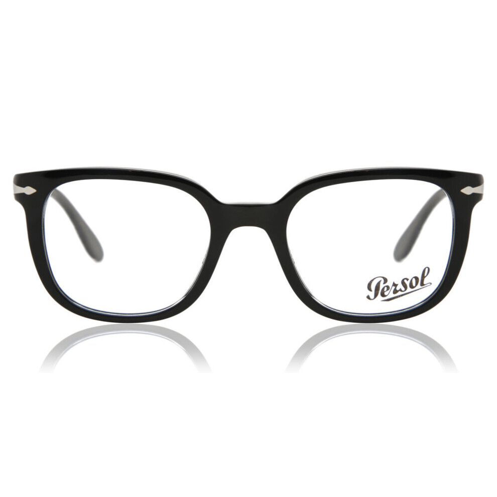 Persol Unisex Transparent Po3263v 95 Optical Frames Acetate Black Squared Normal - Image 2