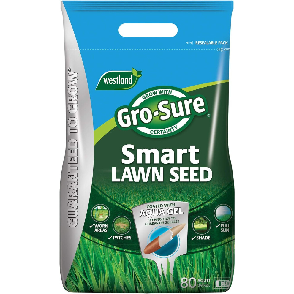 Westland Gro-Sure Smart Lawn Seed 80M² Bag Grass Seed For New & Existing Lawns