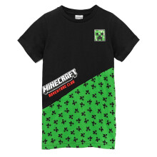 (13-14 Years, Black) Minecraft Childrens/Kids Creeper Colour Block T-Shirt