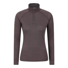 (18 UK, Brown) Mountain Warehouse Womens/Ladies Merino Wool Zip Neck Thermal Top