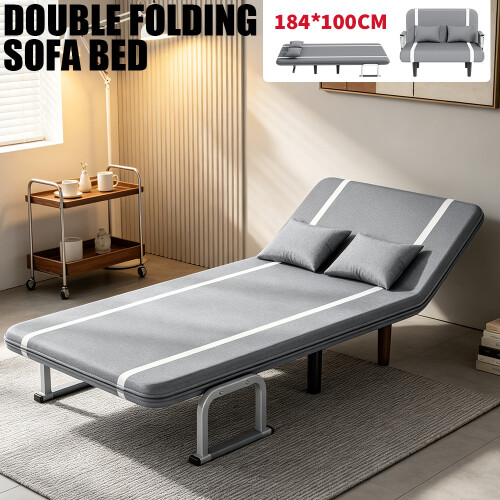 184CM Double Fabric Sofa Bed Sleeper Couch Folding Sofabed Settee Recliner Beds 1