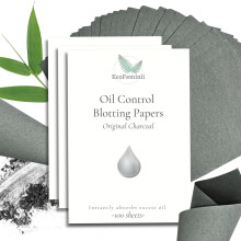 EcoFeminii Charcoal Oil Blotting Papers Medium Triple Pack (300 Sheets) - Max Absorbency Sheets for Face & T-Zone, Instant Matte Shine Control