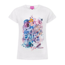 (12-13 Years, White/Pink/Blue) Cinderella Girls Reality Is Just A Fairy Tale Short-Sleeved T-Shirt