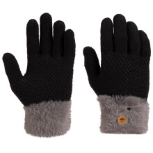 (5/7, Dark Grey) Trespass Kids Fleece Gloves Fitted Cuff Lunark