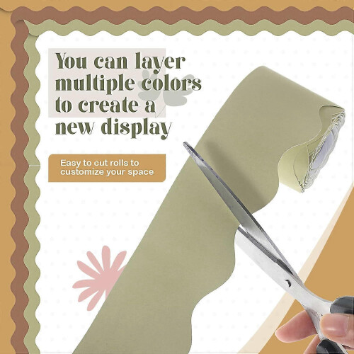 Fitting Scalloped Bulletin Board Borders, 6 Rolls, Gray 1
