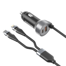 Eseekgo 85W 4-in-1 Fast Car Charger — Built-In Cables, LED Display, Charges 4 Devices at Once