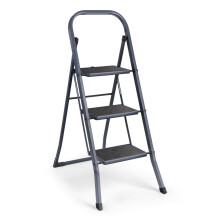 3 Step Steel Ladder - VonHaus Ladder with Anti Slip Feet and Foldable Design