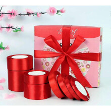 5/8 inch Wi100 Yards Double Face Red Satin Ribbon Red Fabric Ribbon for Gift Wrapping, Wedding, Polyester Gift Ribbon for Birthday Party Decoration,
