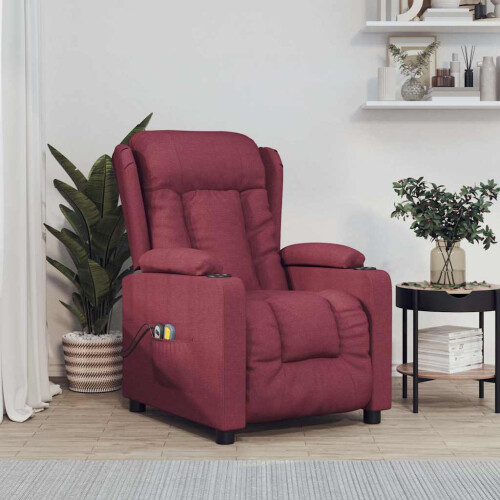 VidaXL vidaXL Massagesessel Elektrisch Weinrot Stoff