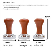 Coffee Tamper Wooden Stainless Steel Base Suitable for   Espresso Machine Accessories 58mm