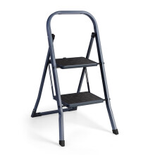 2 Step Steel Ladder - VonHaus Step Ladder with Anti Slip Feet & Foldable Design