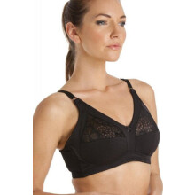 (BLACK, 36D) Womens Cotton Lined Soft Cup Non Wired Black Bra