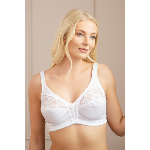 (WHITE, 40E) Camille Womens Non Wired White Bra 2