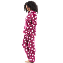 (light pink stars, 18-20) Womens Supersoft Fleece Star Print Pyjama Set
