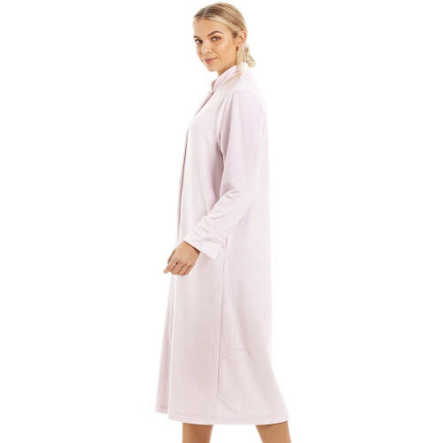 (PINK, 8-10) Womens Supersoft Button Front Pink Housecoat 2