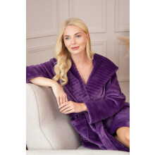 (ribbed grey, 18-20) Camille Women's Supersoft Fleece Ribbed Collar Robe