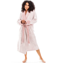 (deep pile grey, 10-12) Womens Deep Pile Fluffy Bathrobe With Reverse Collar and Cuffs