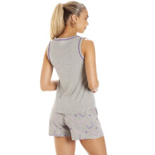 (lilac cat, 12-14) Womens 100% Cotton Pug & Cat Short Pyjama Set